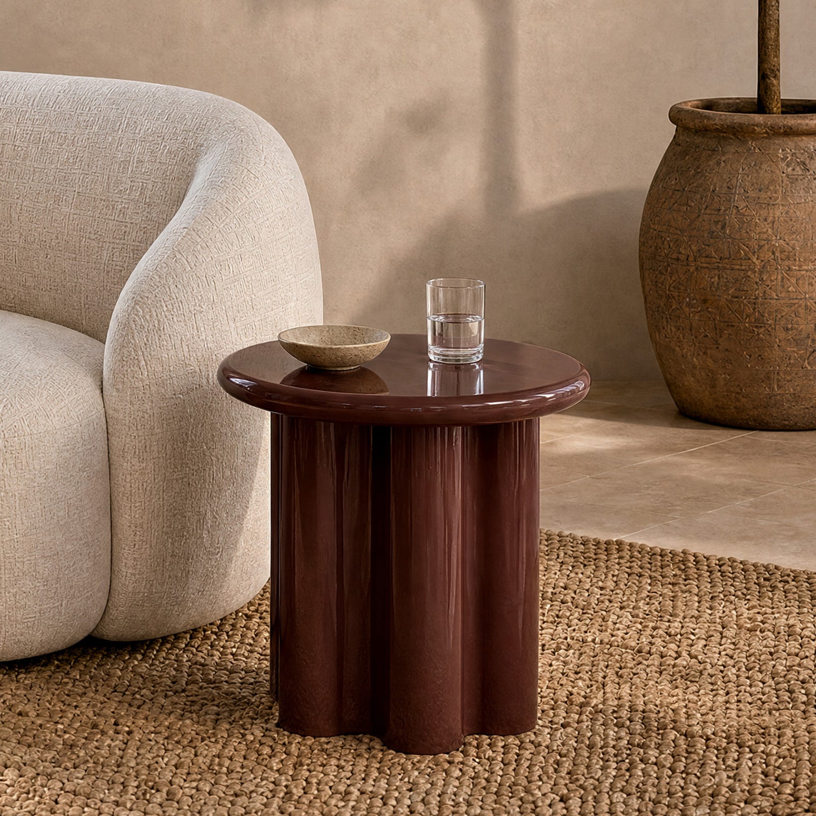 table d'appoint salon contemporain moderne design bordeaux rouge ceriseOlya