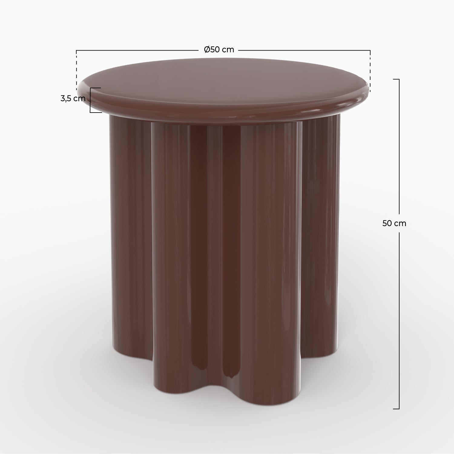 Table d'appoint Olya laquée rouge lie de vin, D50 cm