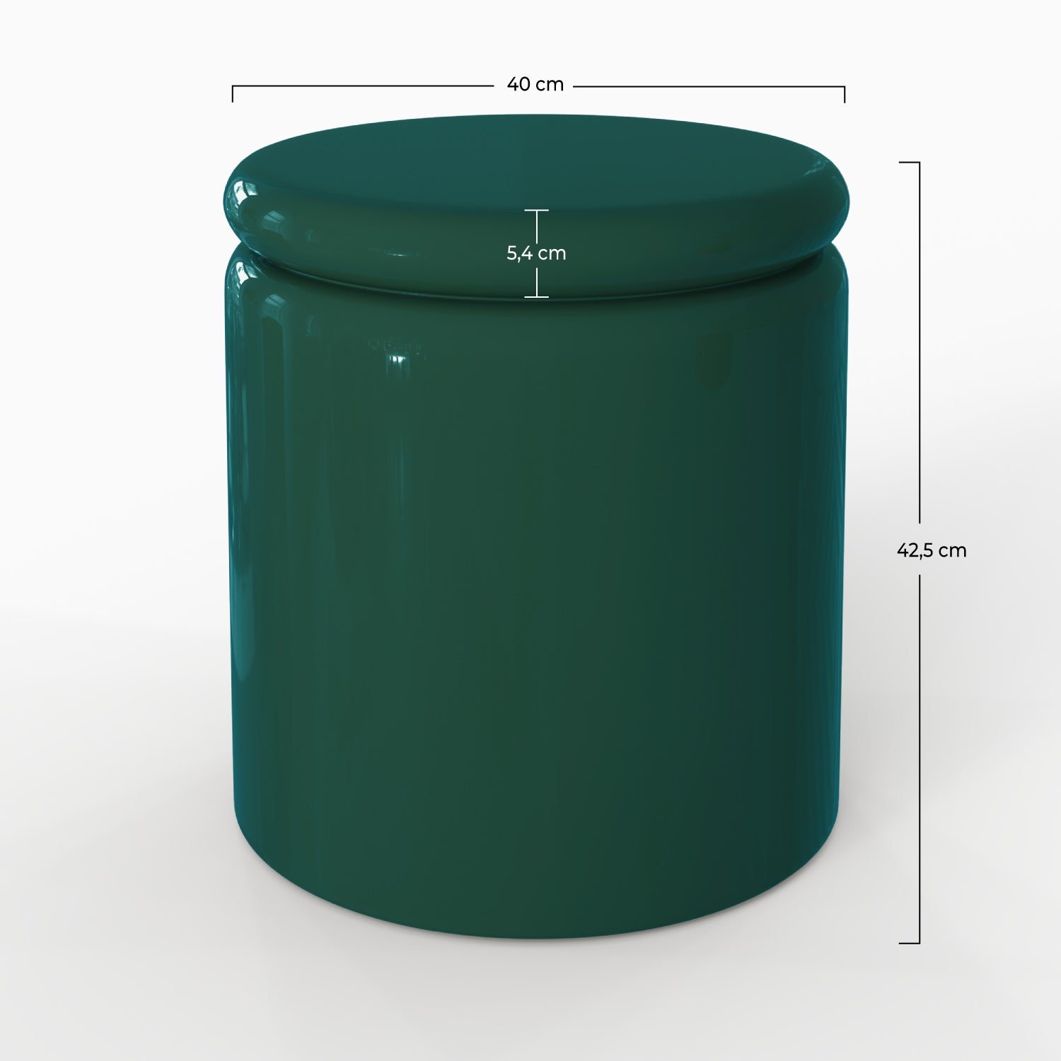 Table d'appoint Oscar laquée vert canard en MDF, D40 cm