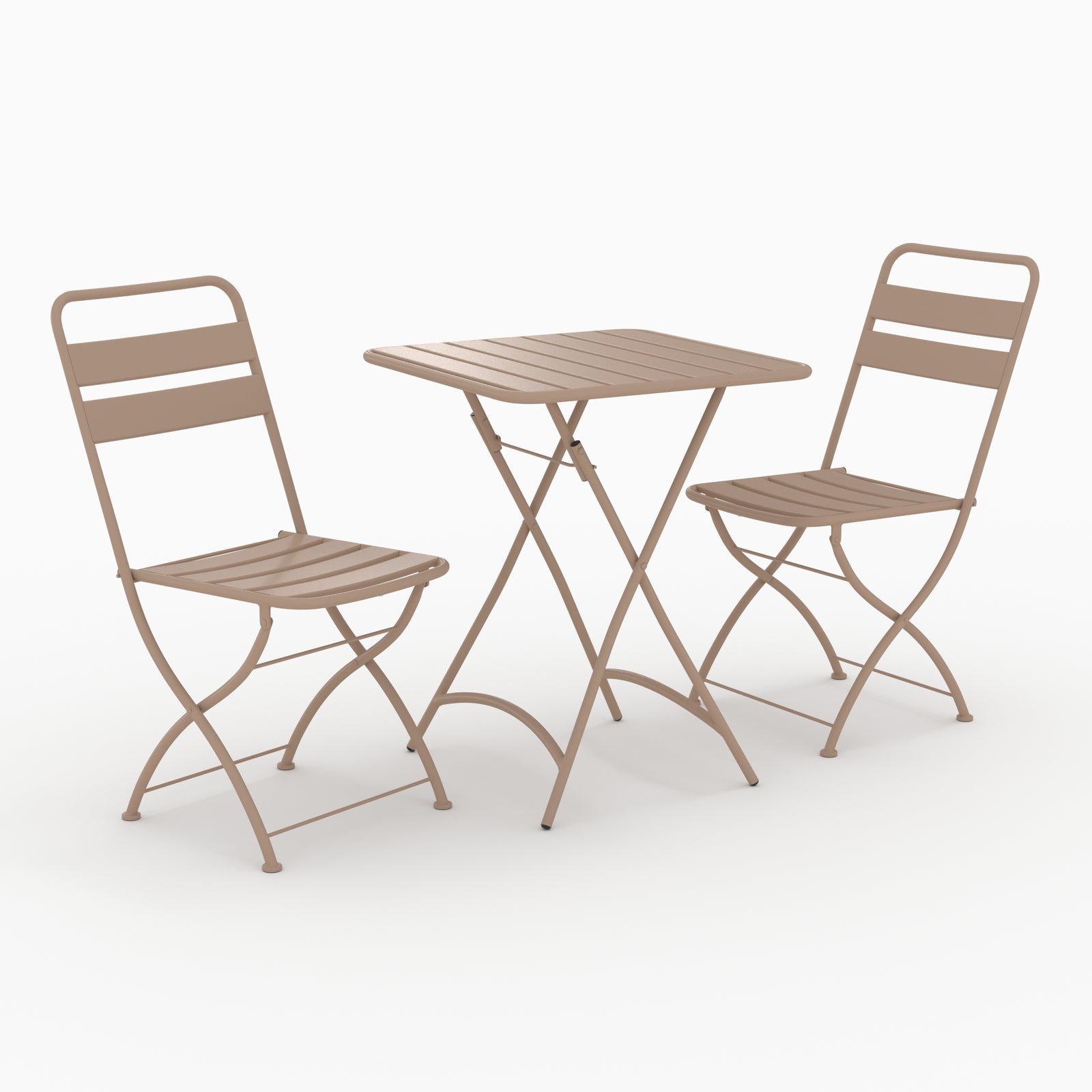 Table avec chaises de jardin Yumi 2 places taupe métal