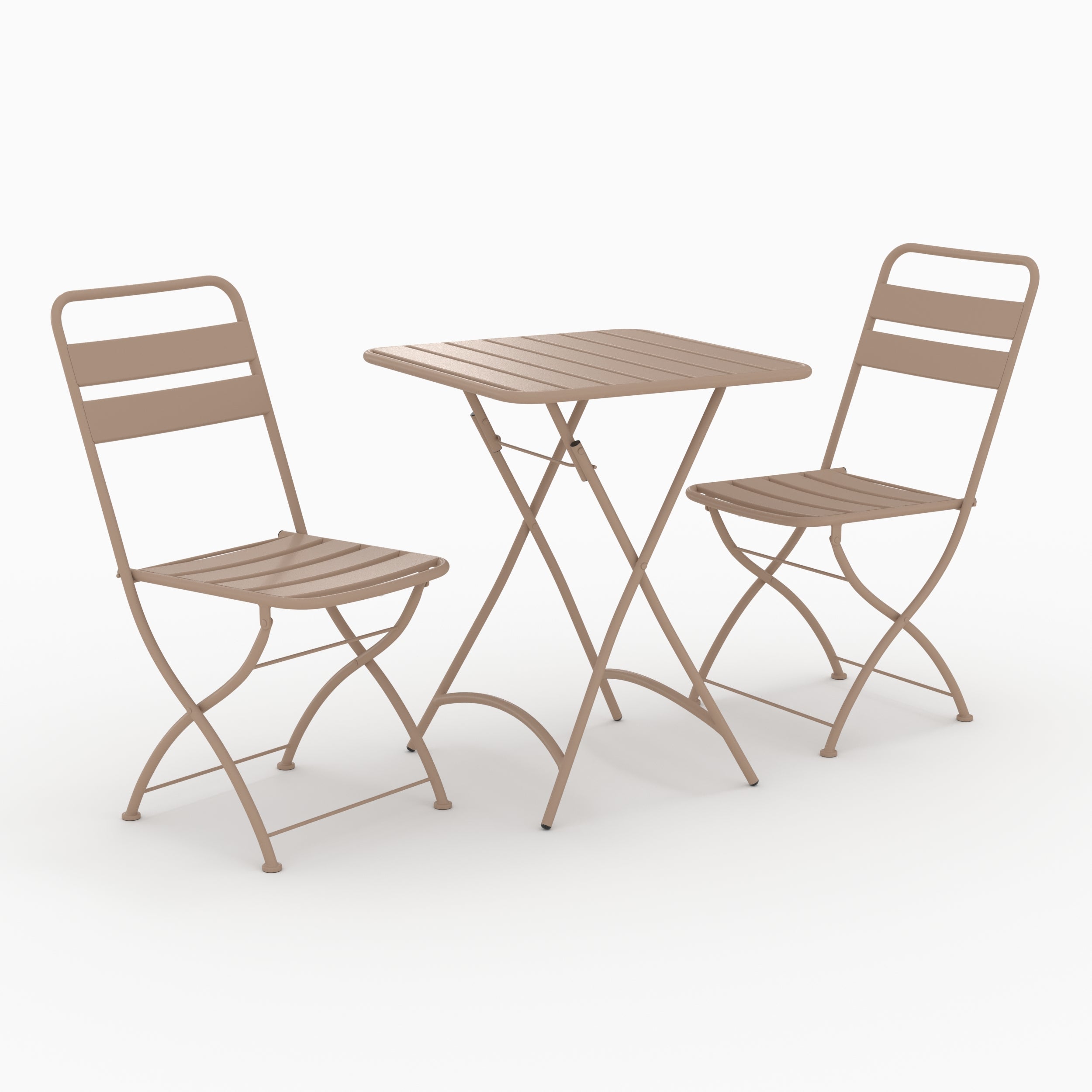 Table avec chaises de jardin Yumi 2 places taupe métal
