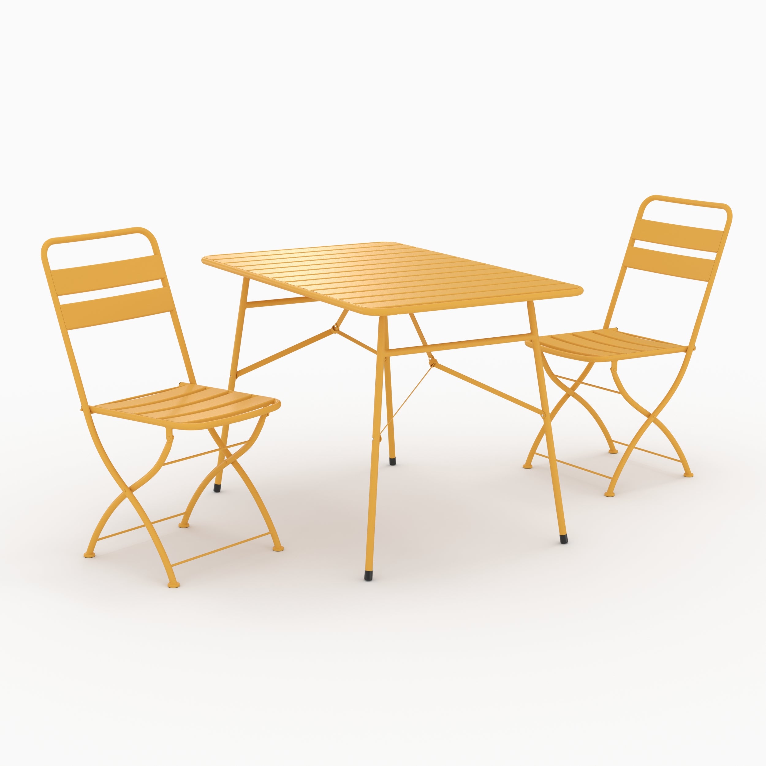 Table avec chaises de jardin Yumi 4 places jaune métal