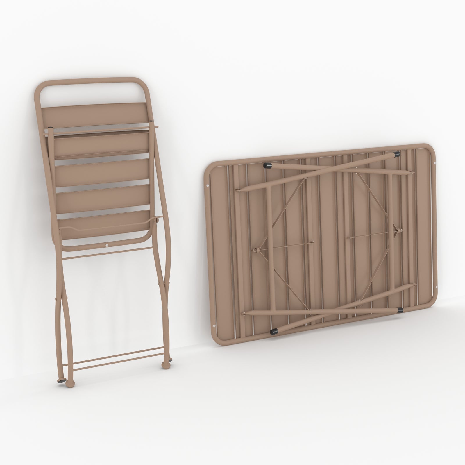 Table avec chaises de jardin Yumi 4 places taupe métal