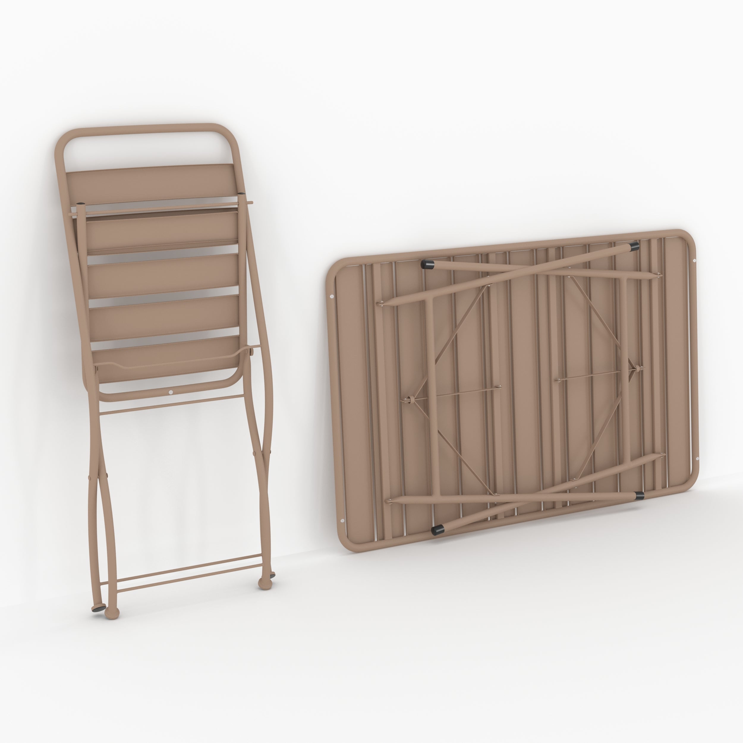 Table avec chaises de jardin Yumi 4 places taupe métal