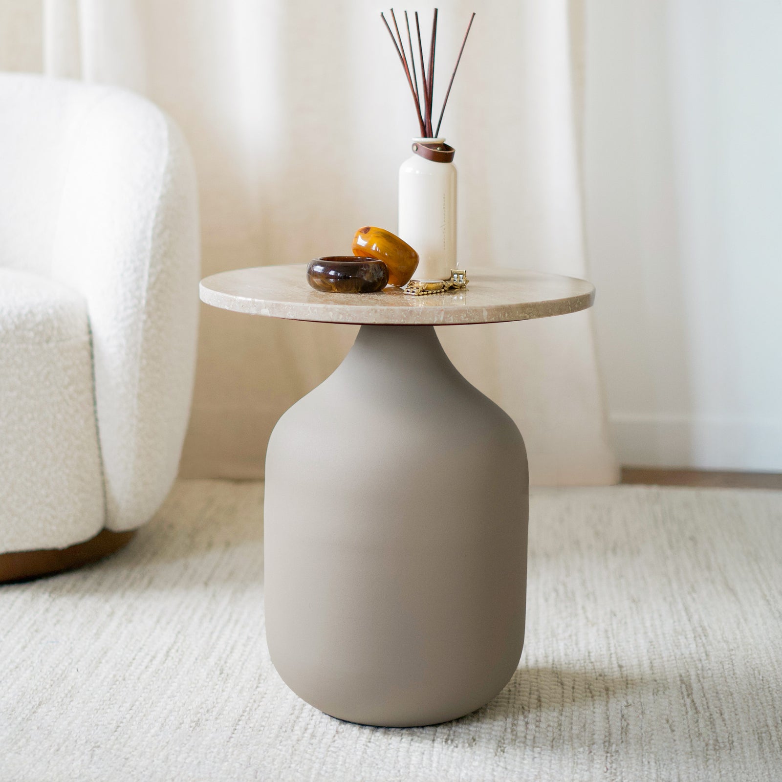 Table basse appoint greige Louison