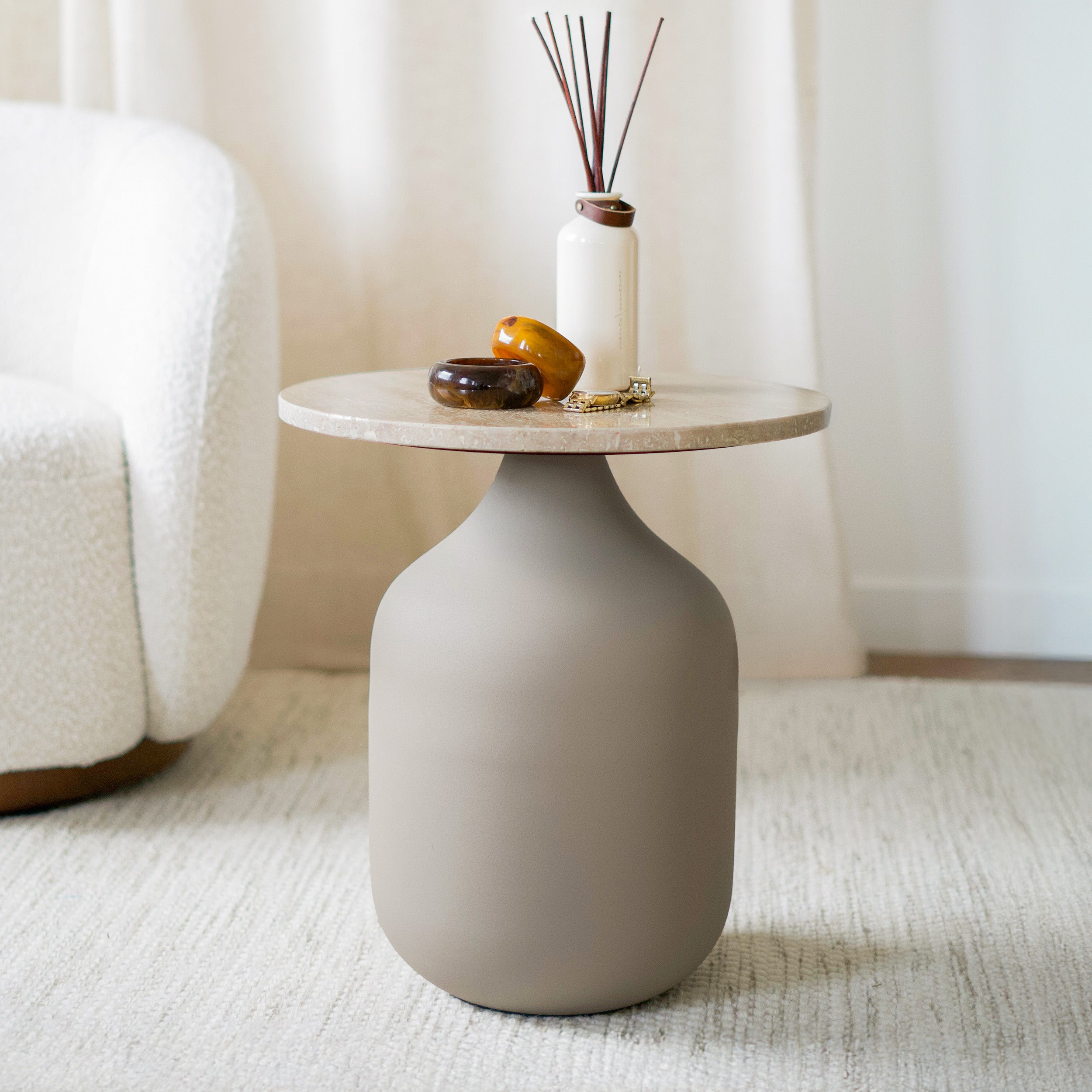 Table basse appoint greige Louison