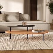 table basse gigogne duo matiere bois et metal