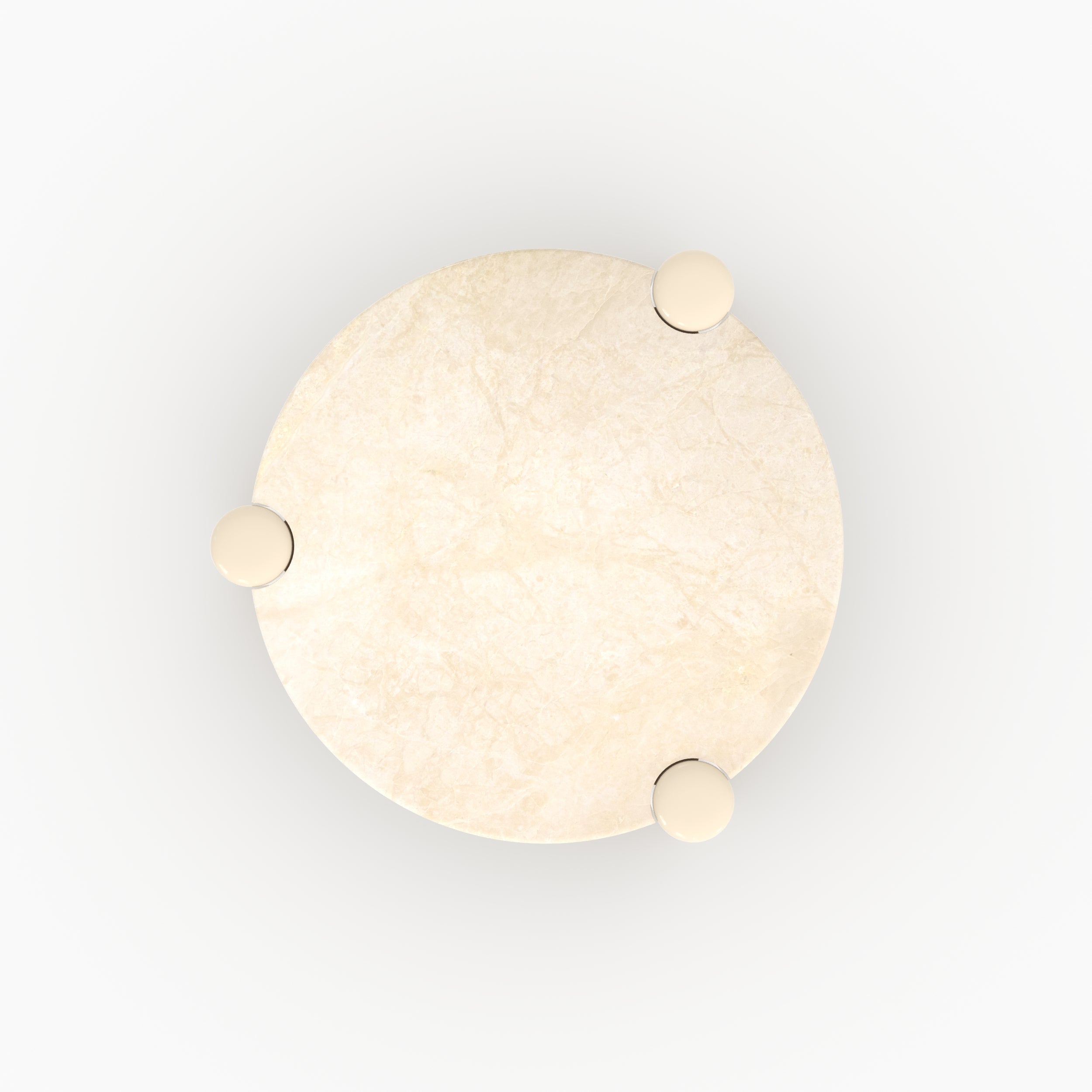 Table basse Hanaé en marbre avec pieds laqués beiges, D86 cm