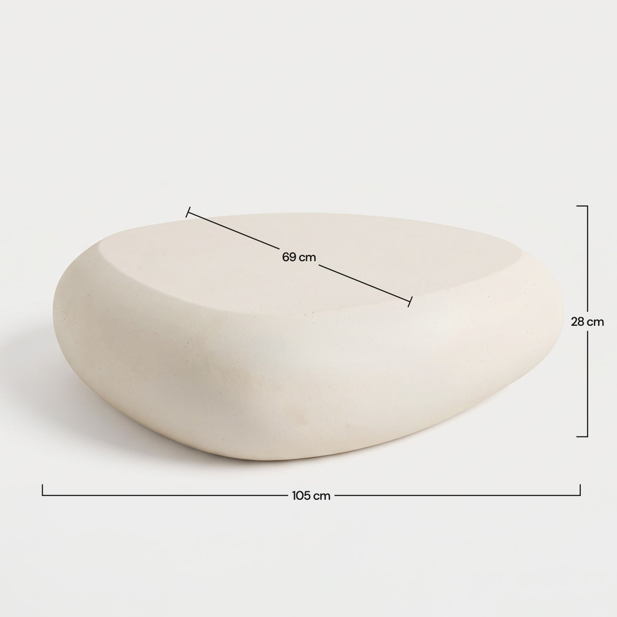 Dimensions de la table basse Maui écrue en fibre d'argile effet béton - Maison Pavane