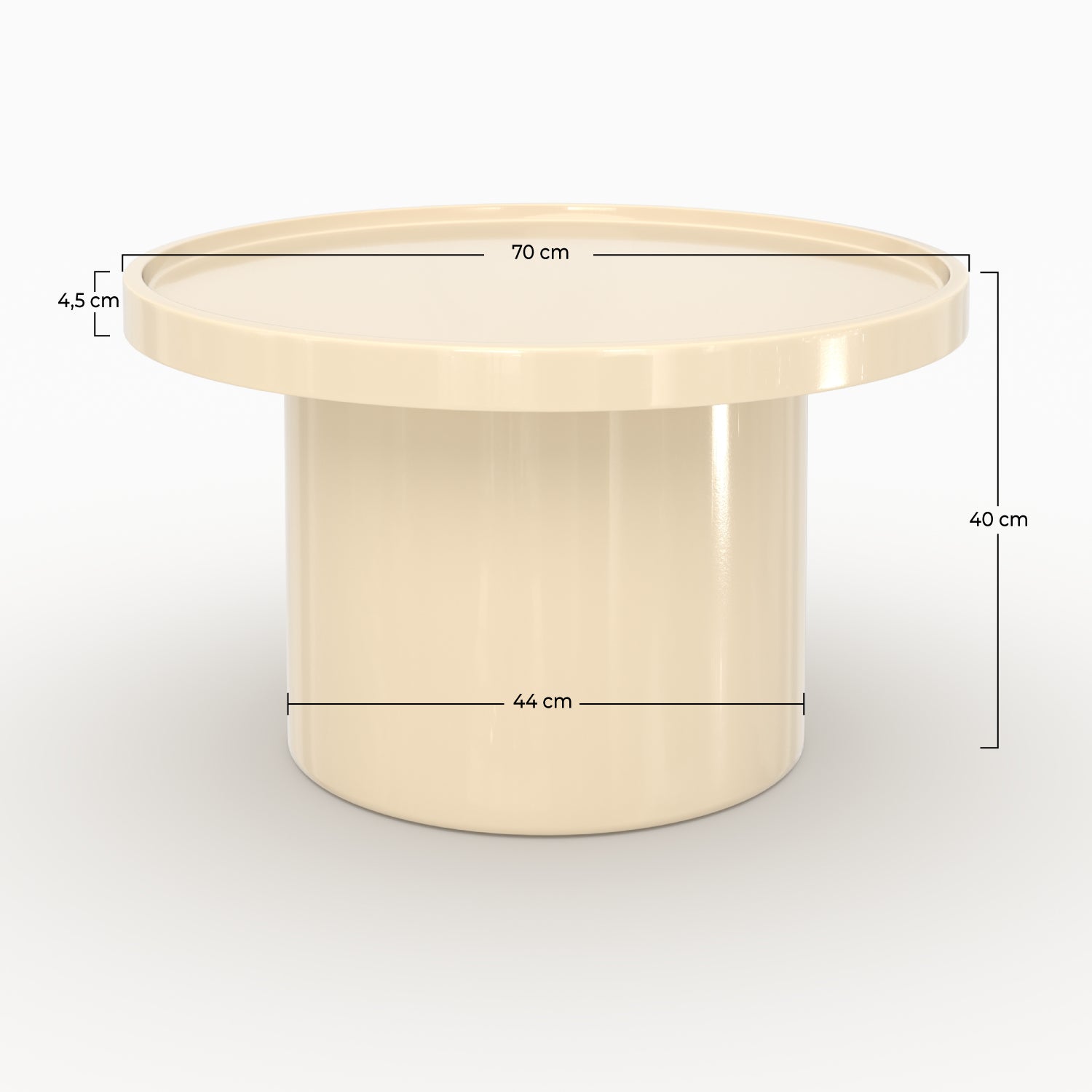 Tavolino Nora laccato bianco in MDF, D70 cm