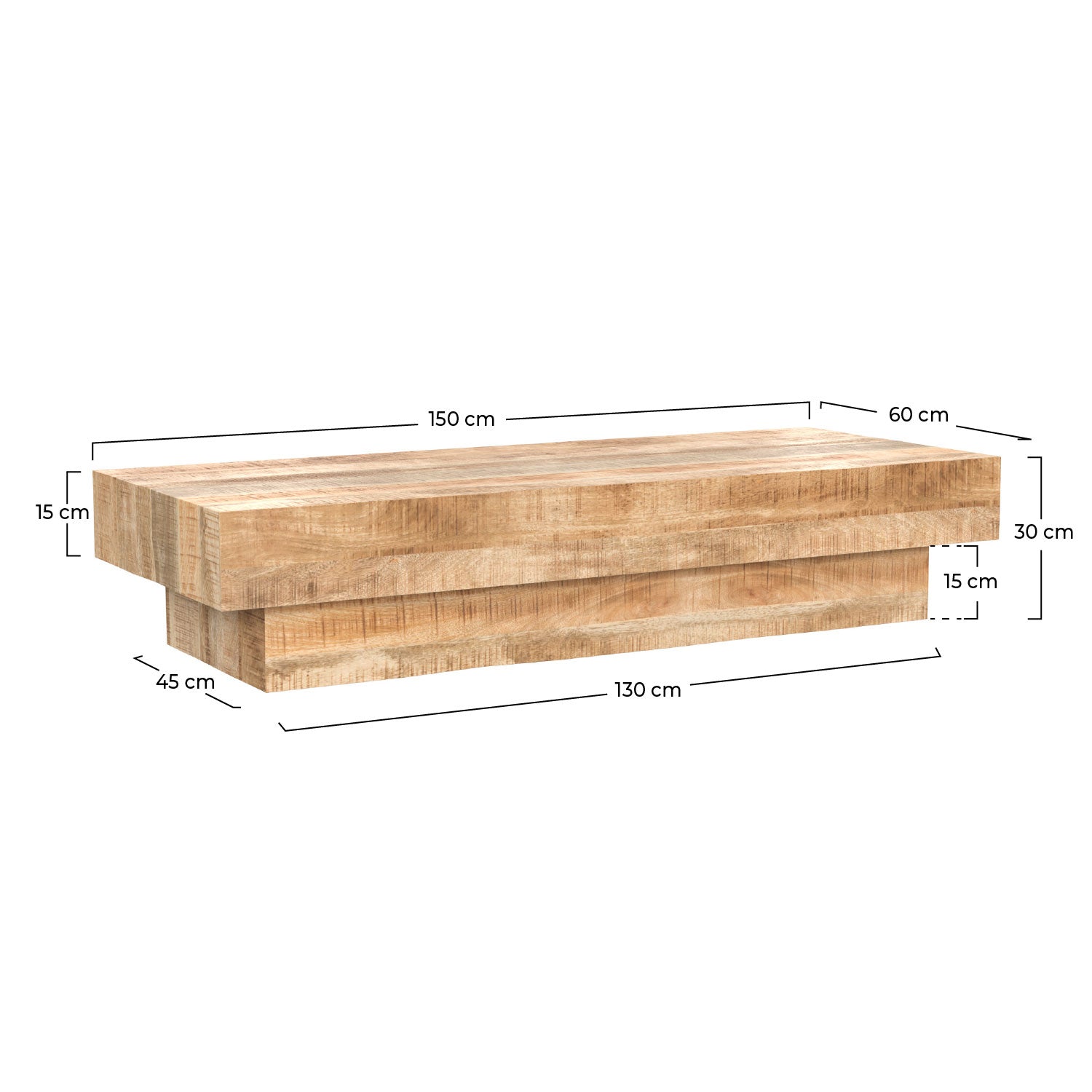 Table basse rectangulaire bois manguier Areto