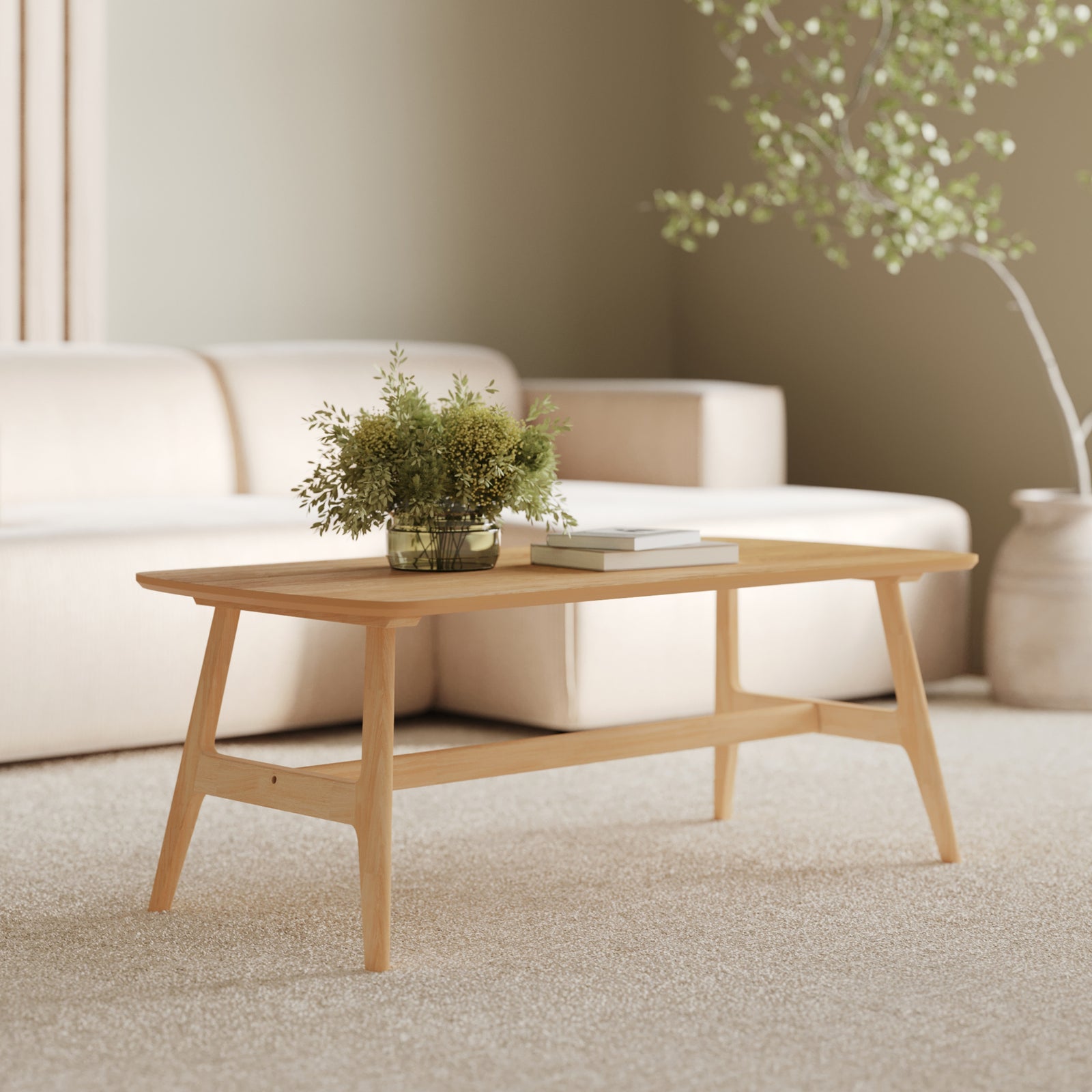 table basse rectangulaire en bois clair 120 cm suly