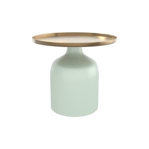 table basse ronde bleu clair et dore 44 cm lyne