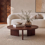 Table basse ronde Galia en bois massif de mindi foncé D80 cm