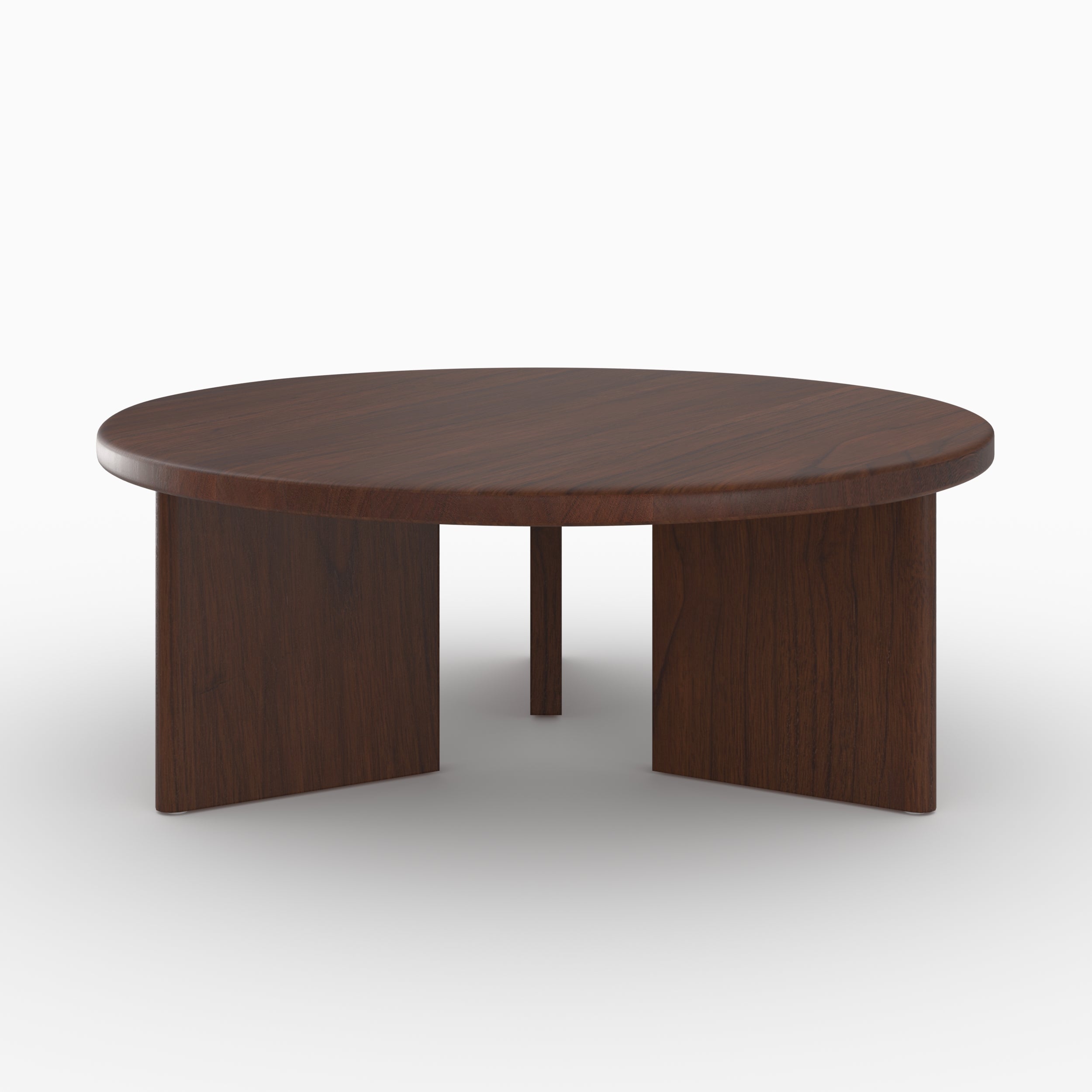 Runde Couchtisch Galia aus dunklem Massivholz Mindi D80 cm