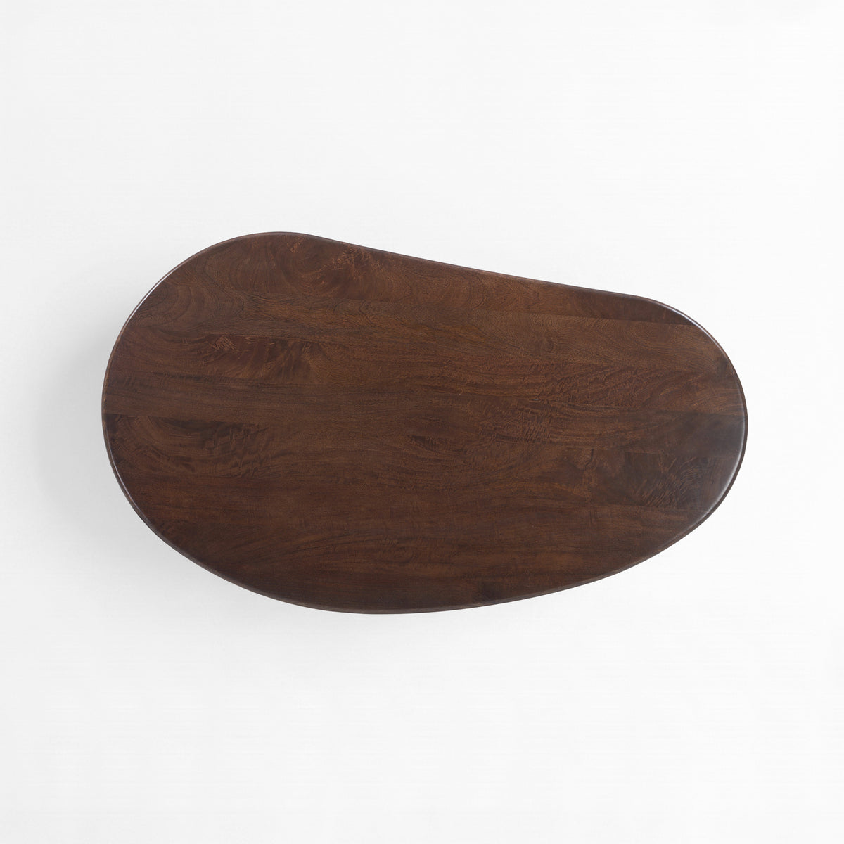 Table basse Selma en bois de manguier marron foncé et métal brossé 120 cm, vue de dessus - Maison Pavane