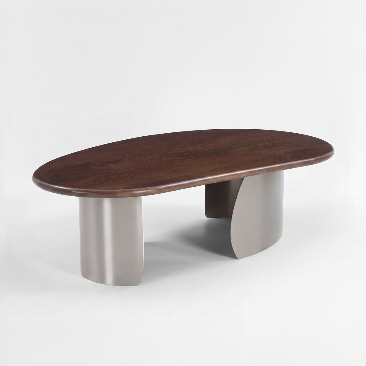 Table basse Selma en bois de manguier marron foncé et métal brossé 120 cm, vue de face - Maison Pavane