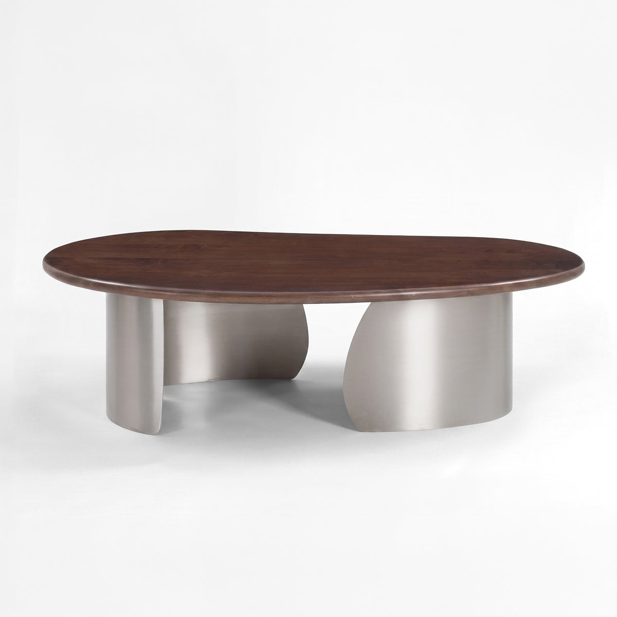 Table basse Selma en bois de manguier marron foncé et métal brossé 120 cm - Maison Pavane