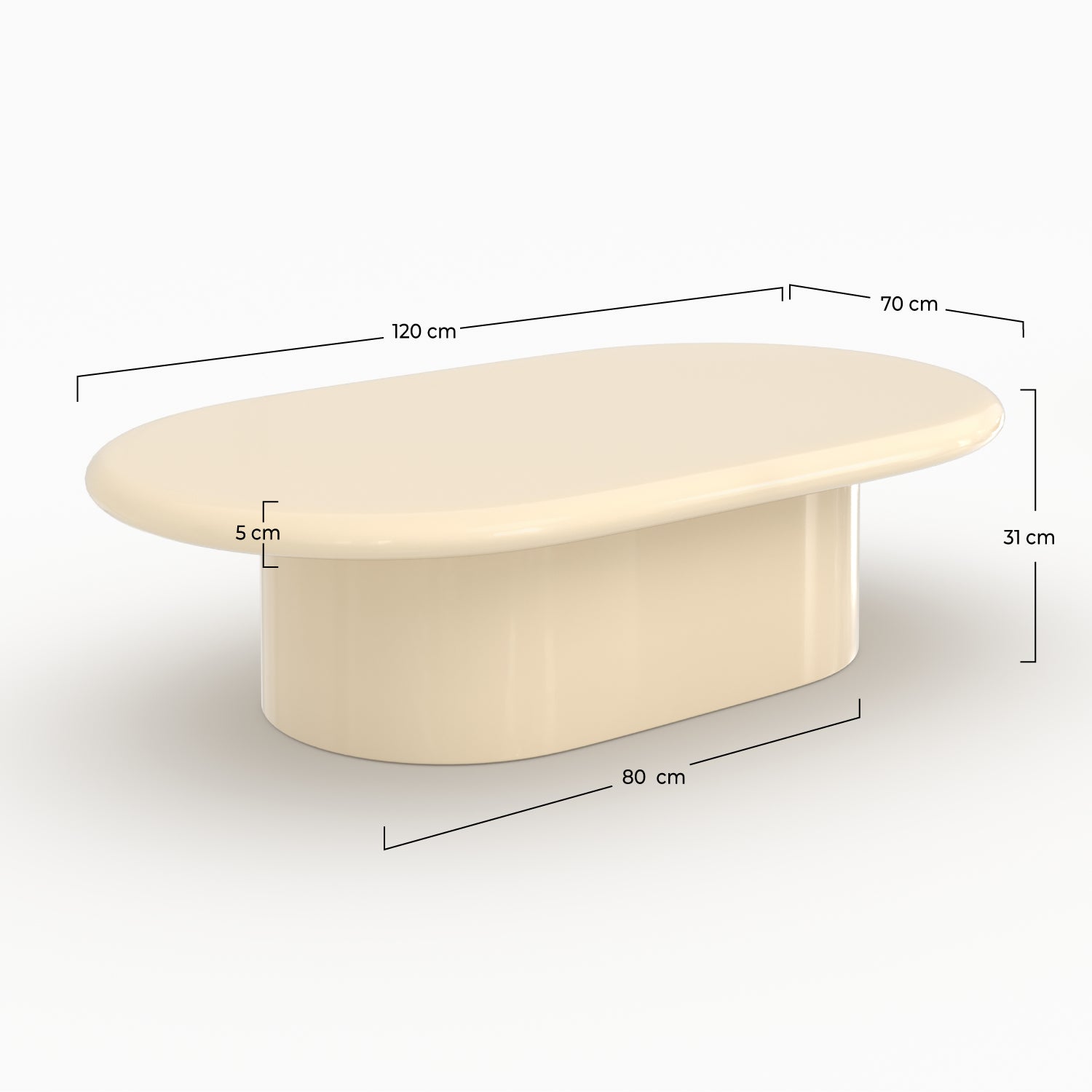 Tavolino ovale Sia laccato bianco in MDF, 120 cm