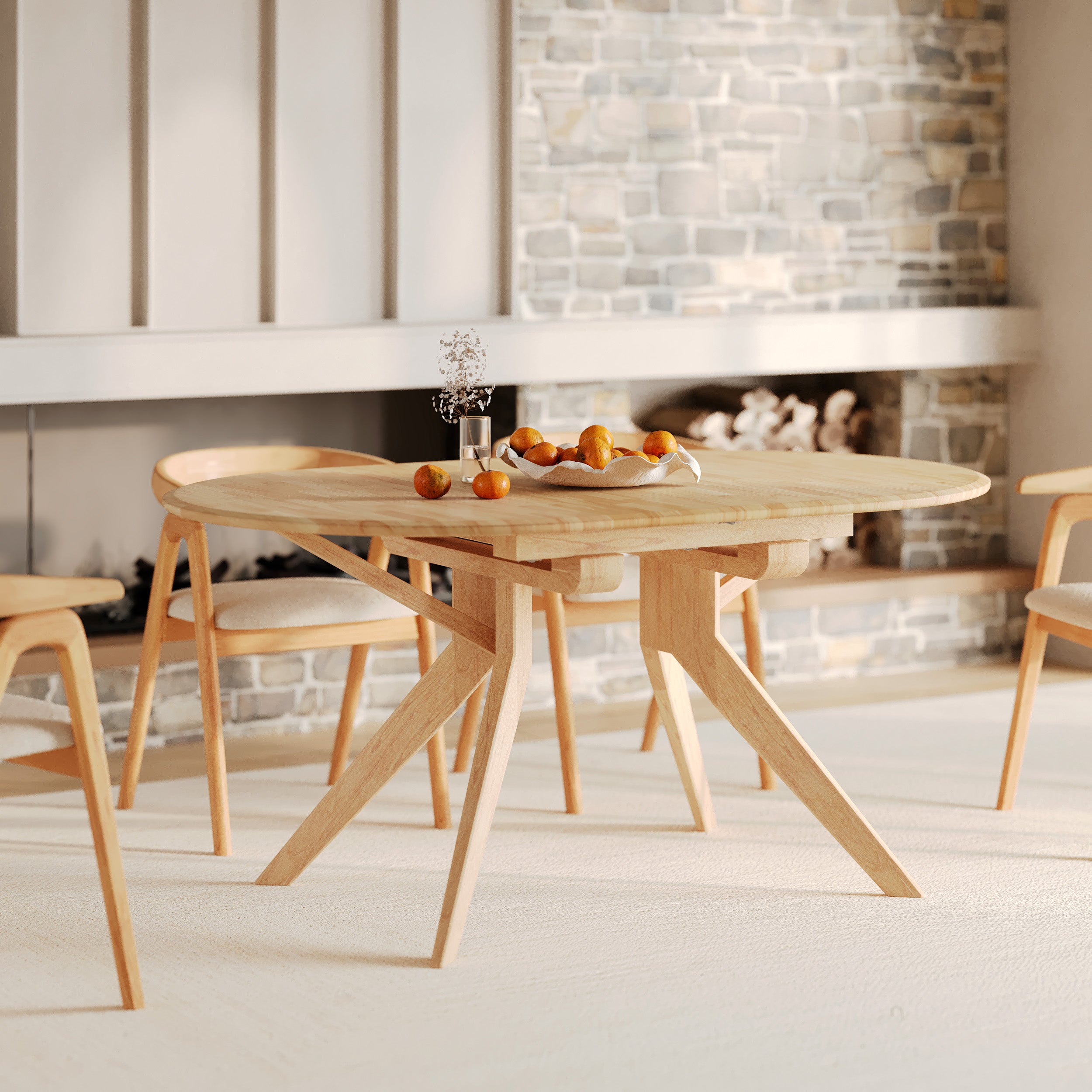 tavolo in legno chiaro allungabile oli