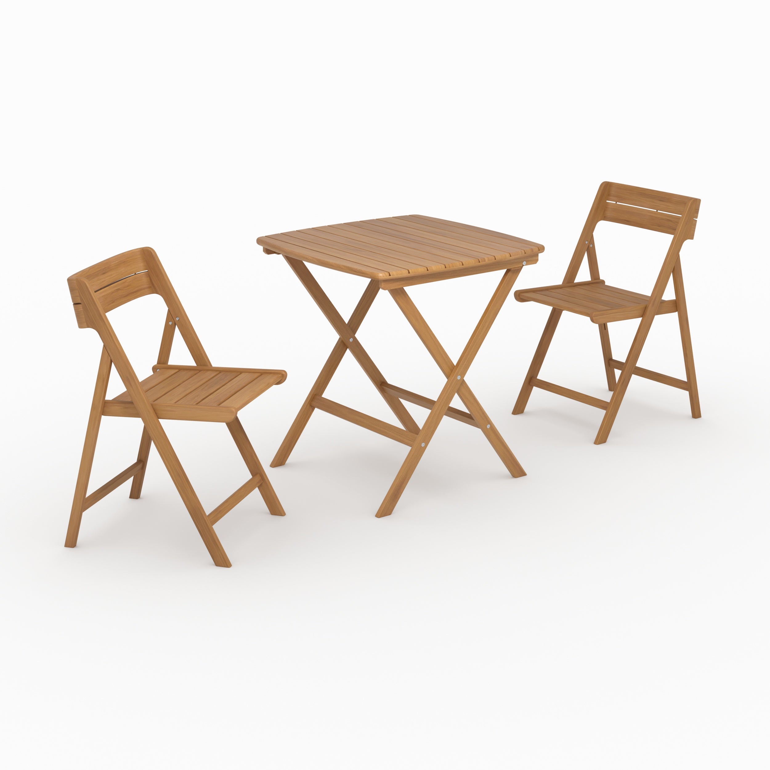 Table chaises jardin Siquijor acacia huilé 2 personnes ensemble