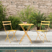 Table chaises pliantes jaunes ete ronde