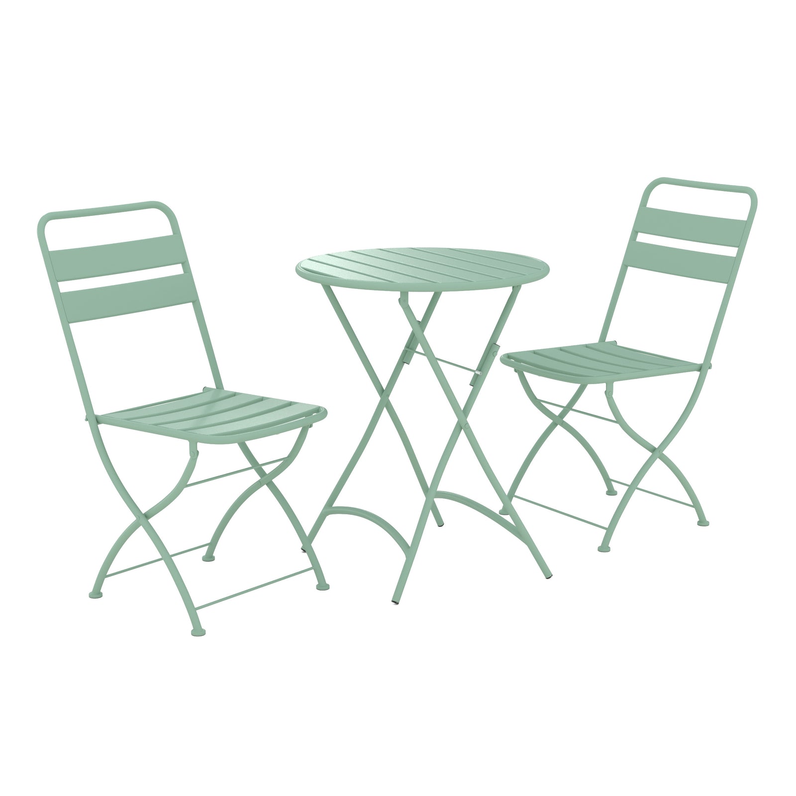 Table chaises pliantes métal vert