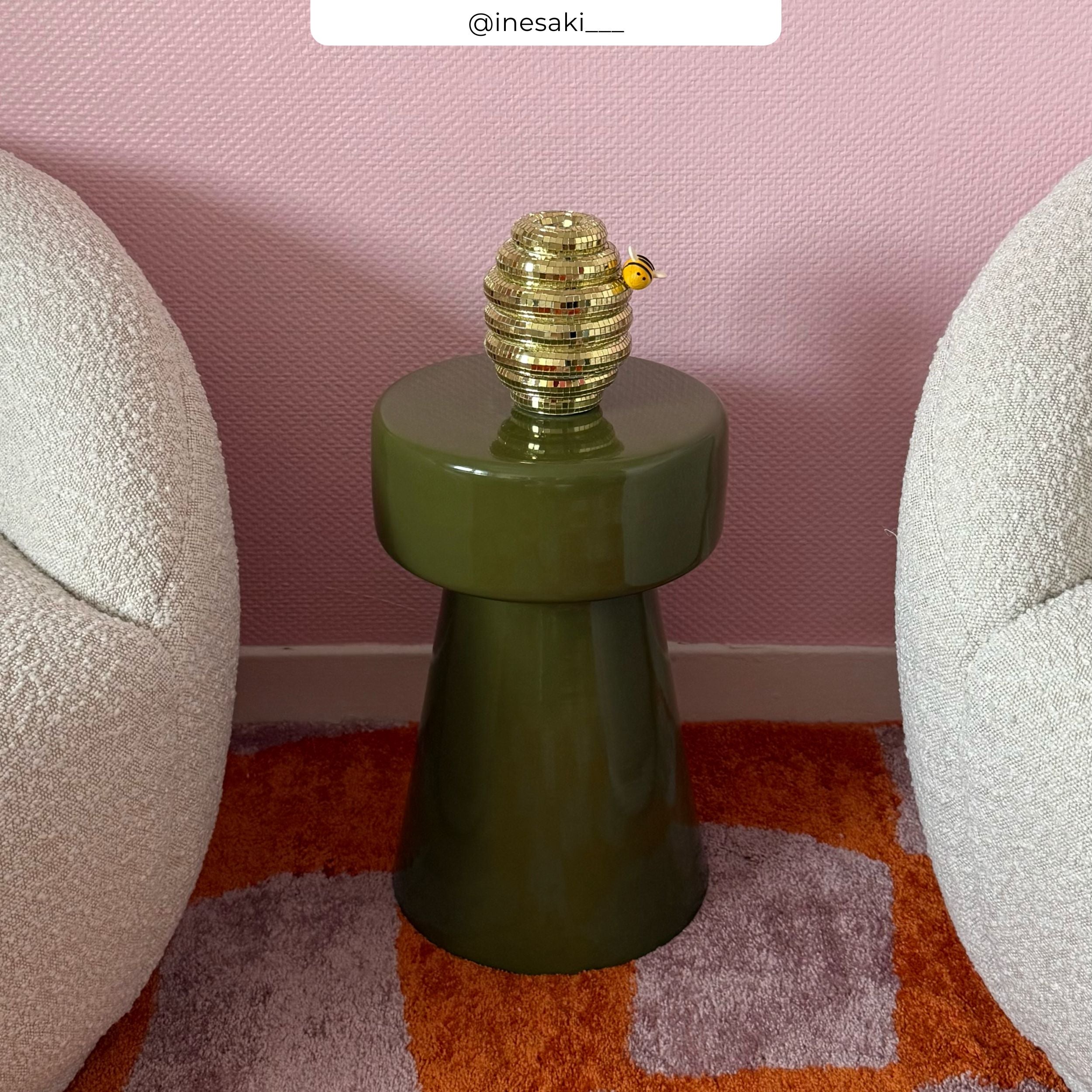 table d appoint athena vert kaki metal glossy vert olive