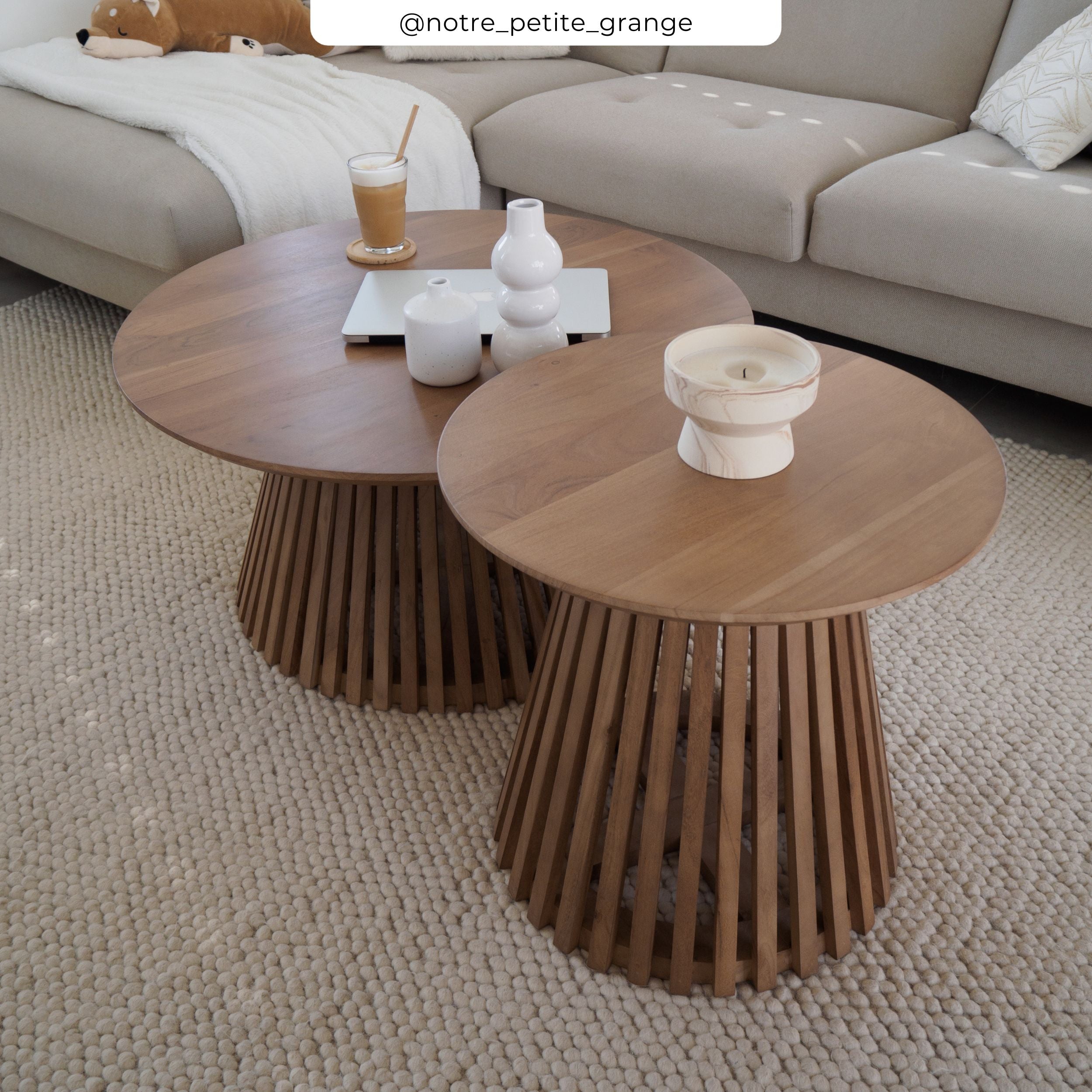 tavolino in legno di acacia rotondo kepes 50 cm