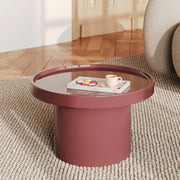 Beistelltisch Nora in Himbeerrot lackiert aus MDF, D50 cm