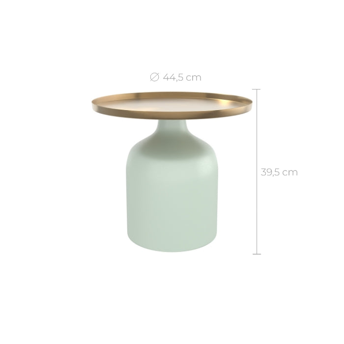 table d appoint ronde lyne bleu clair et dore