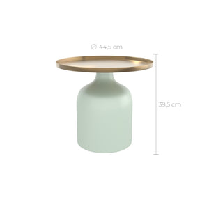 table d appoint ronde lyne bleu clair et dore