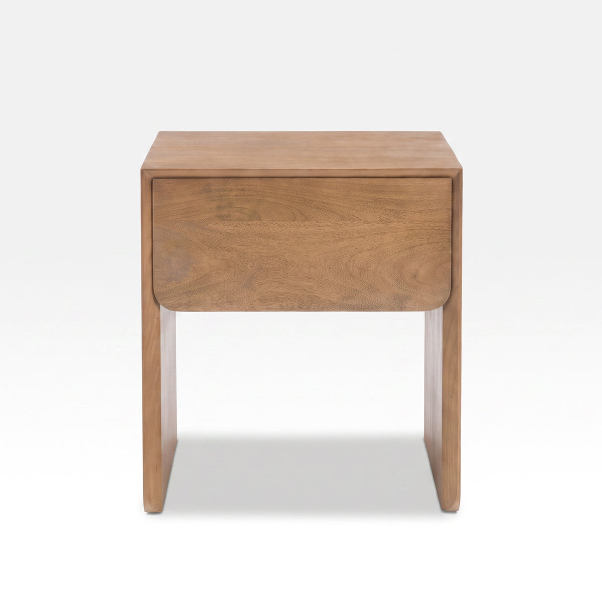 Table de chevet Achille en bois de manguier marron clair, vue de face - Maison Pavane