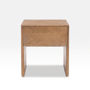 Table de chevet Achille en bois de manguier marron clair, vue de face - Maison Pavane