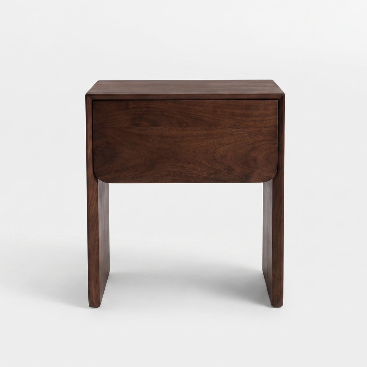 Table de chevet Achille en bois de manguier marron foncé, vue de face - Maison Pavane