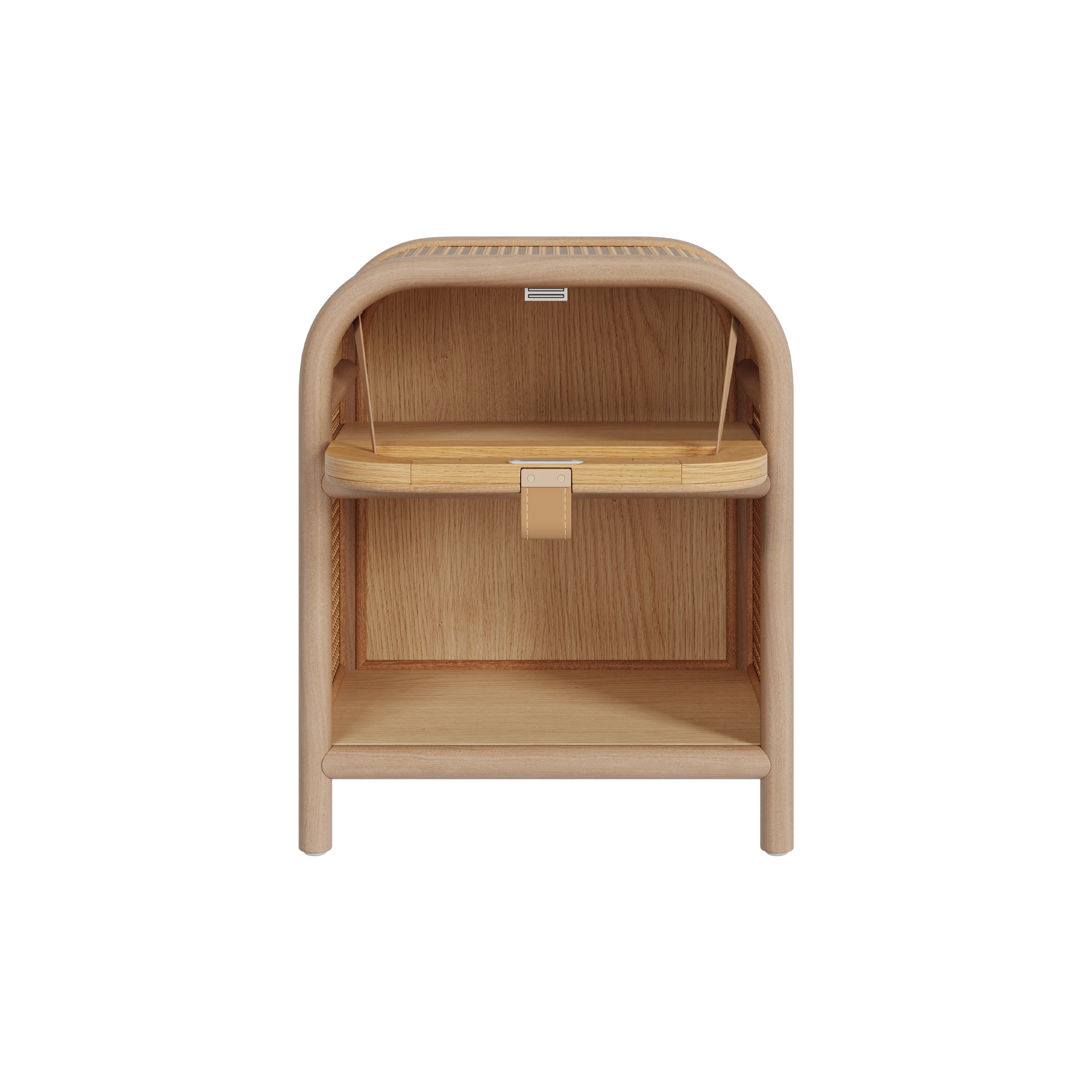 comodino alata in midollino e legno