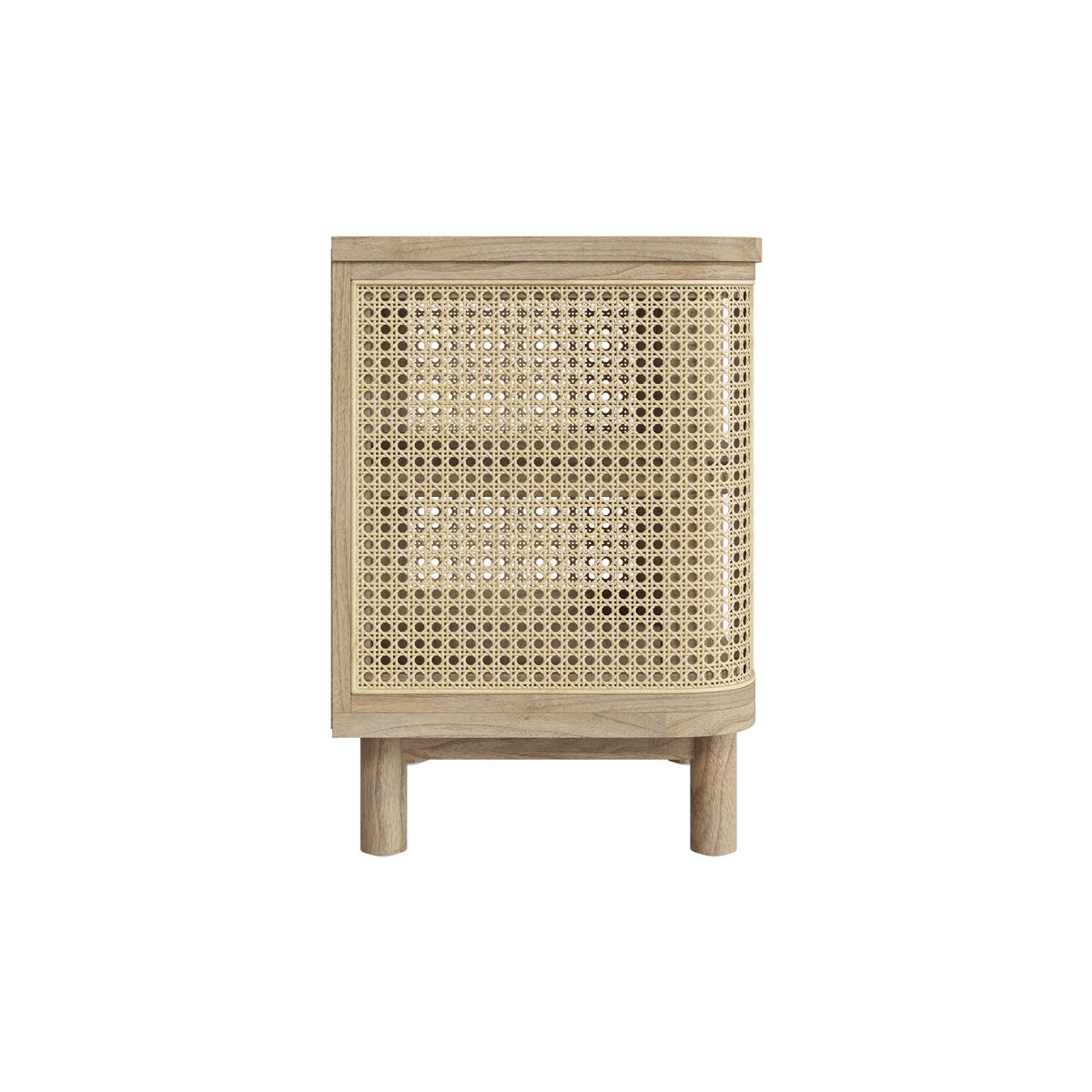 comò antik in legno massello e rattan naturale