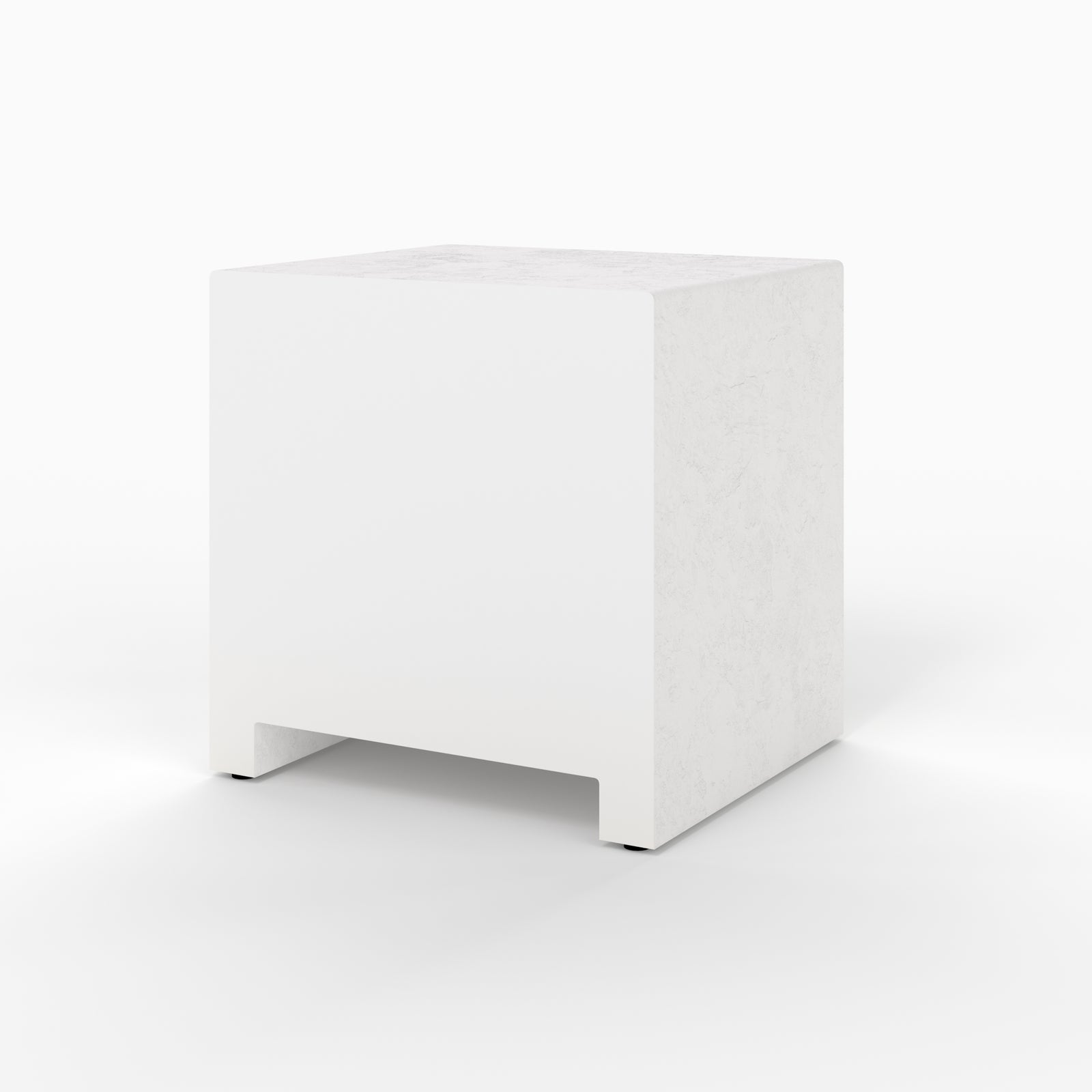 Table de chevet Fira plâtre blanc cassé acacia vue côté packshot
