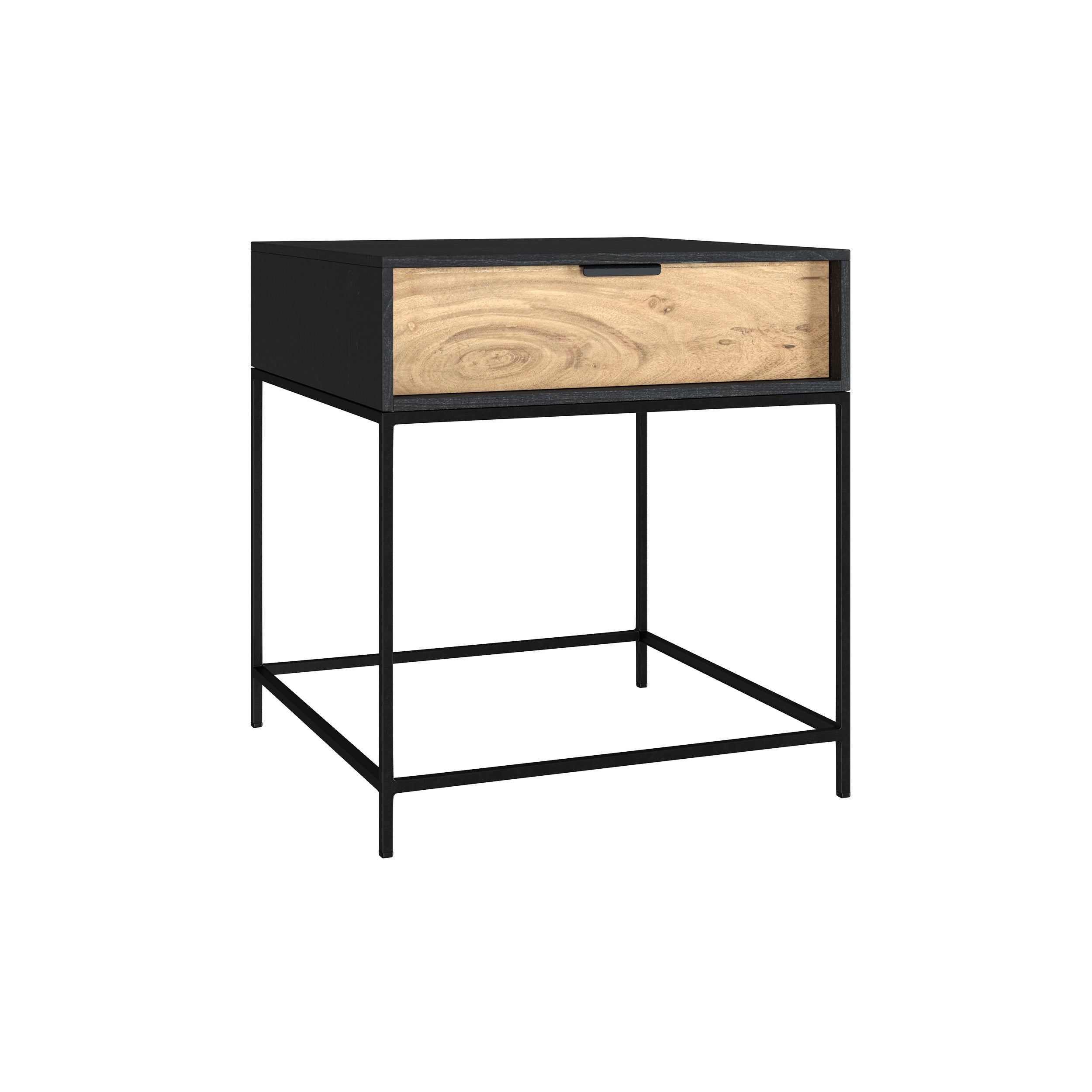 table de chevet jakson bois acacia metal noir