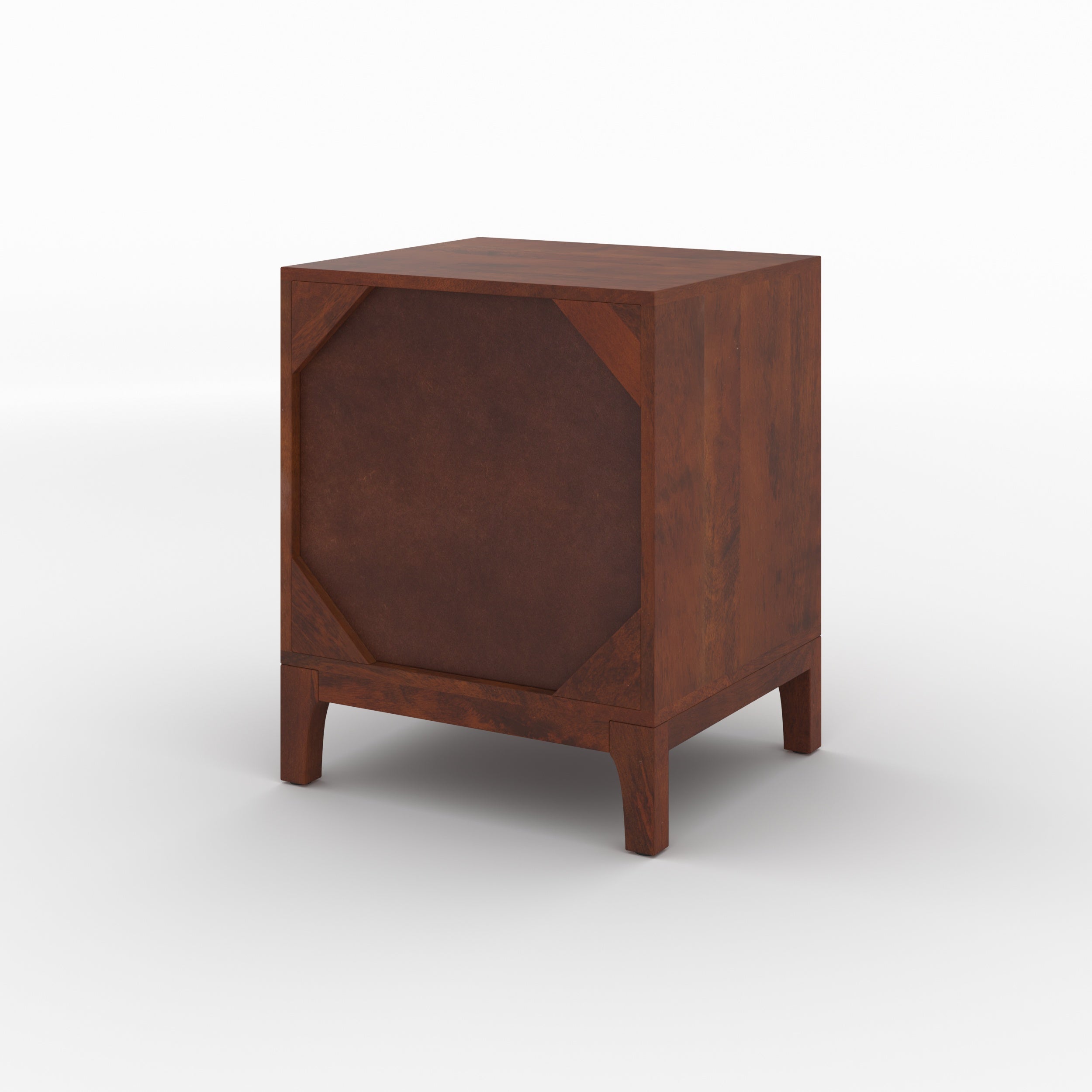 Table de chevet Lanka en bois de manguier et cannage