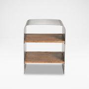 Table de chevet Selma en bois de manguier et métal brossé, vue de face - Maison Pavane