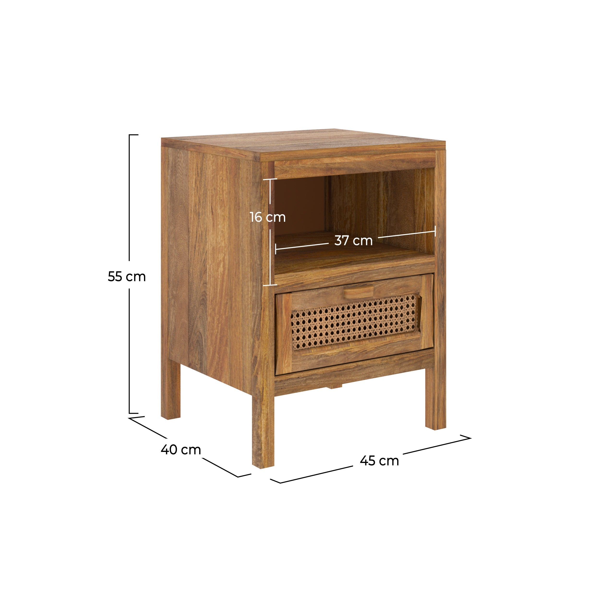 comò da letto tiki legno chiaro nicchia cassetto cannage
