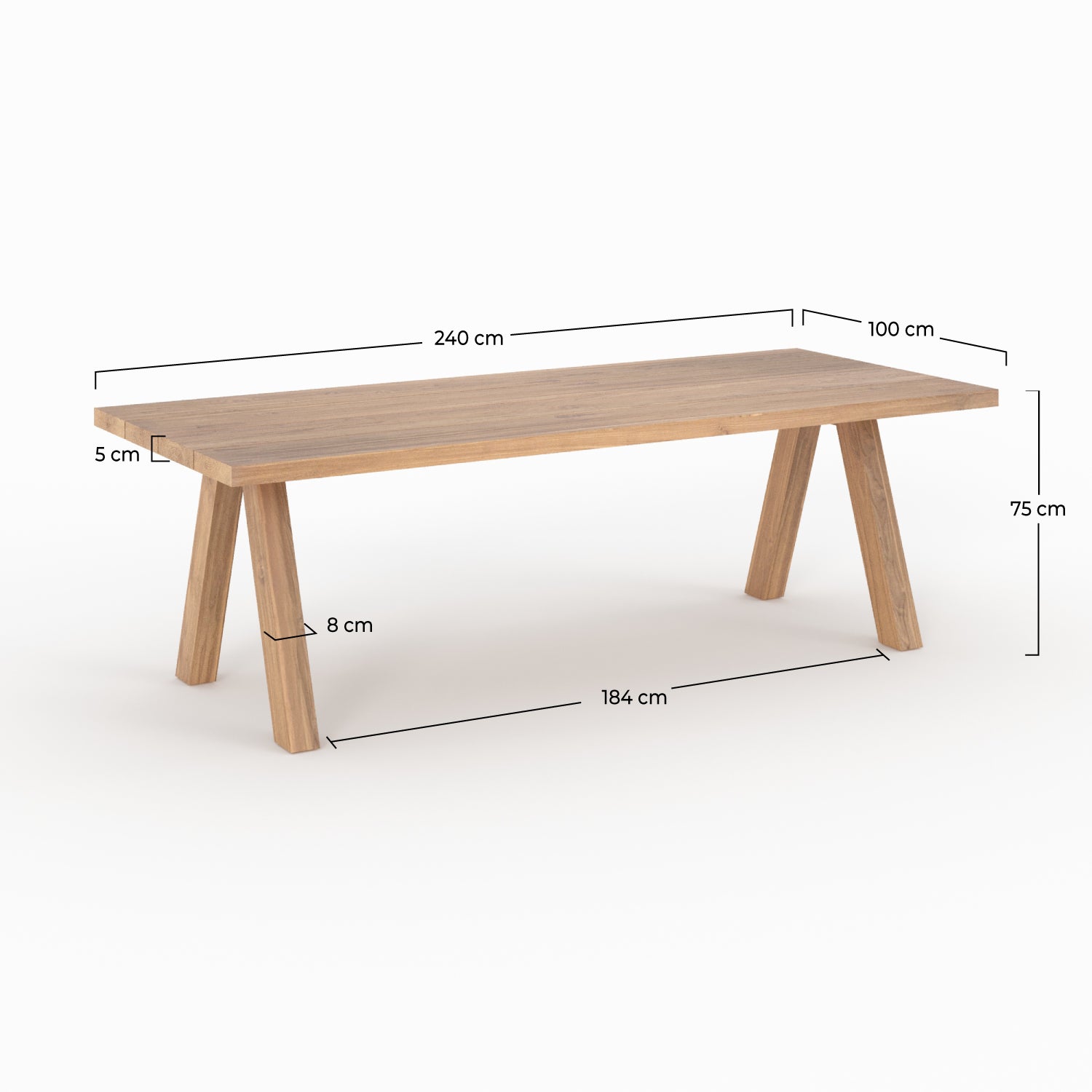 tavolo da giardino 240 cm molo in legno di teak riciclato 10 posti rdv deco