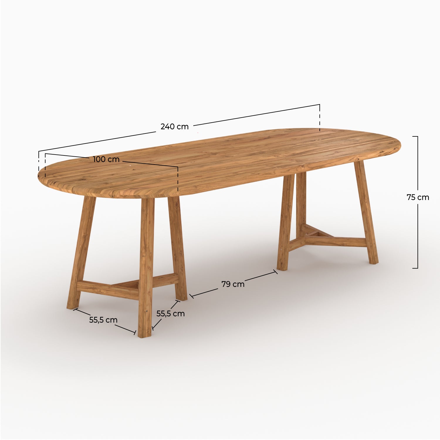 tavolo da giardino bora in legno di teak riciclato per 10 persone