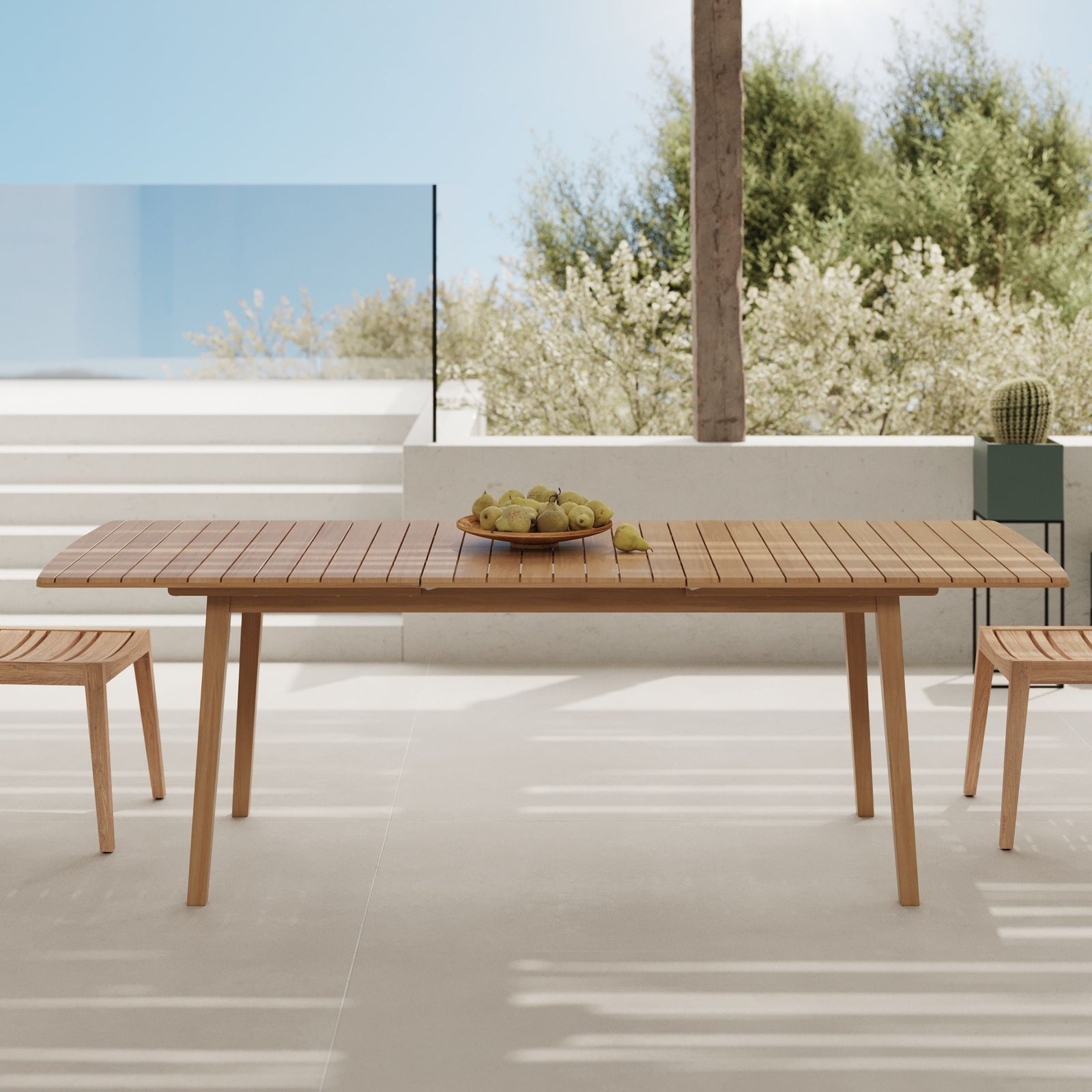 Table de jardin extensible bois acacia huilé 6 a 8 personnes
