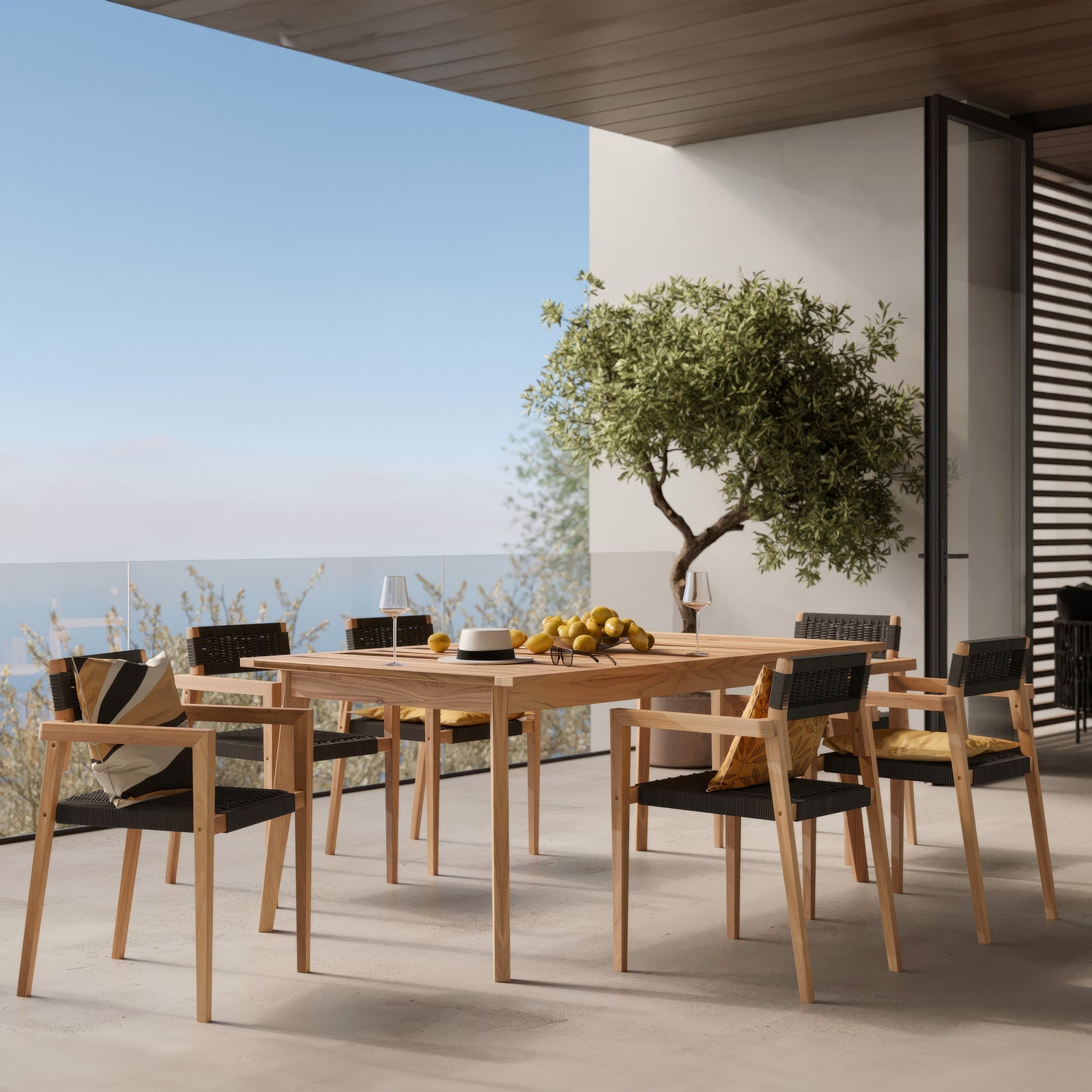 table de jardin extensible bois de teck massif tunga ambiance