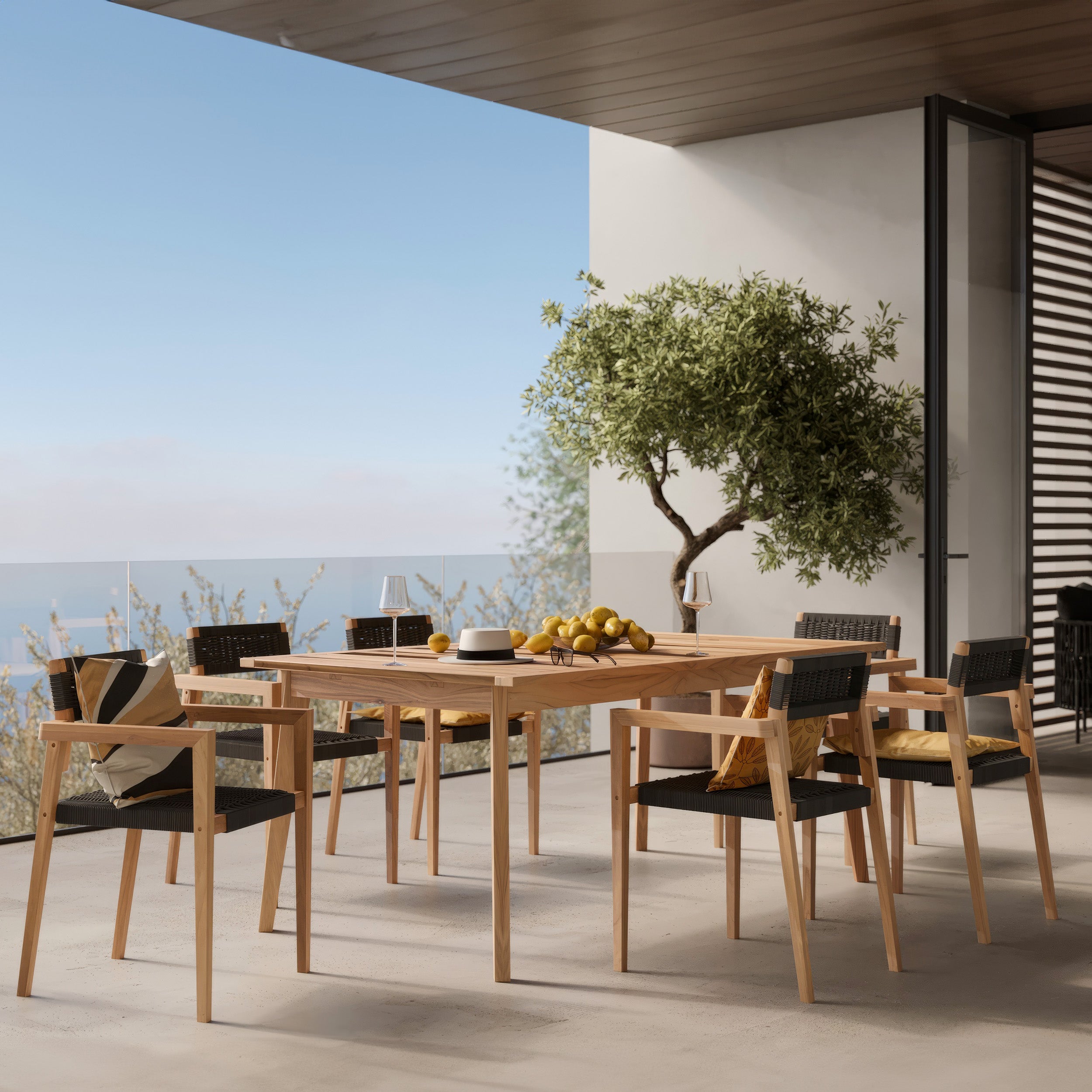 table de jardin extensible bois de teck massif tunga ambiance