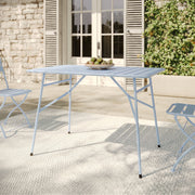 Table de jardin métal bleu clair 4 places