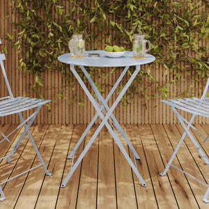 Table de jardin métal bleu pastel
