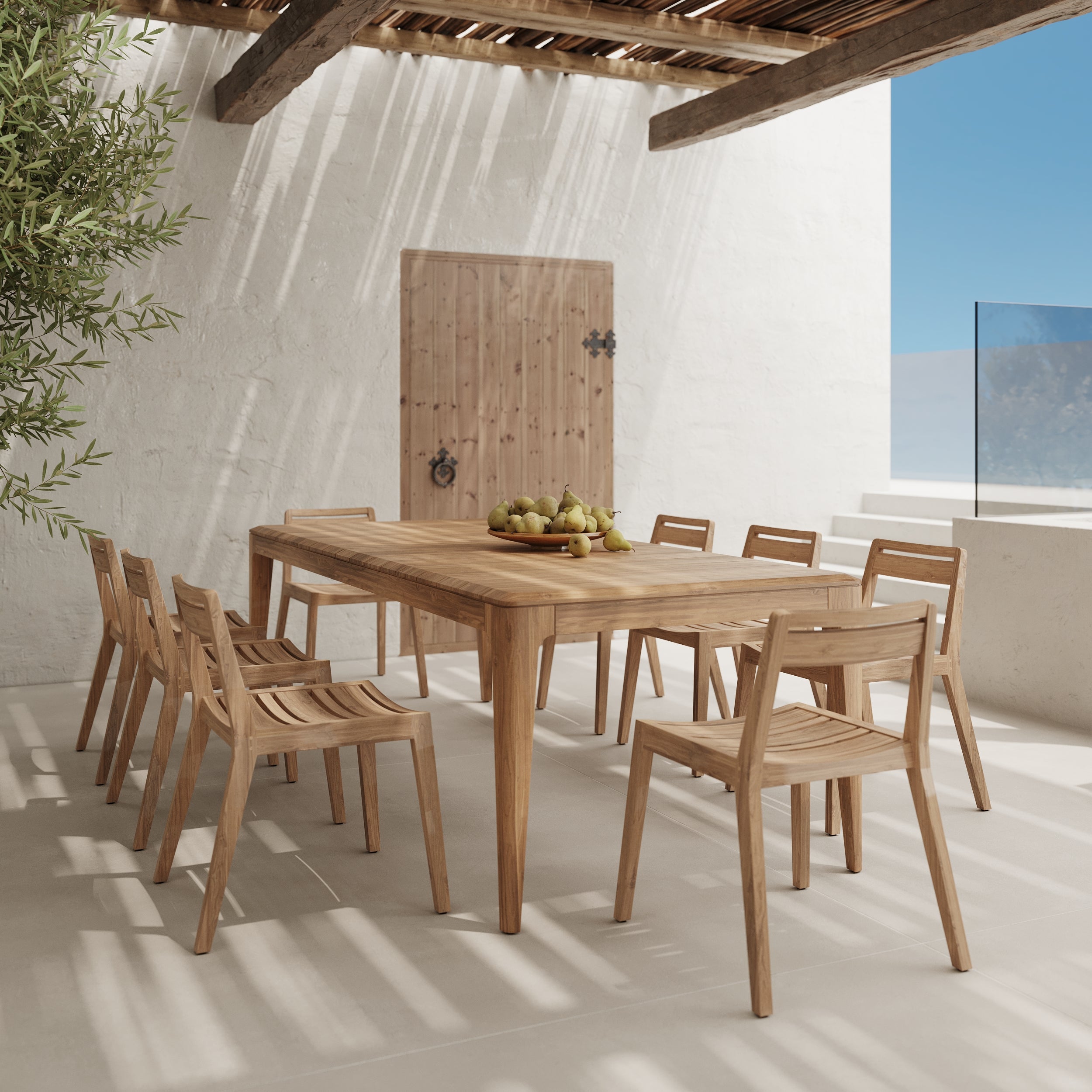 table de jardin nonza bois teck recycle 10 places exterieur